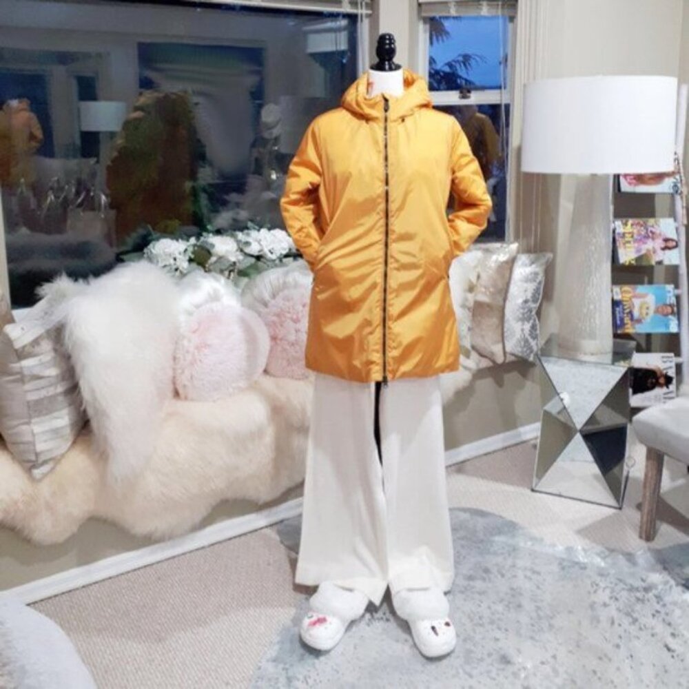 *SOLD* Save The Duck marigold yellow gold mustard water repellent hooded jacket - Picture 5 of 12